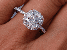 1.89 CTW CUSHION CUT LAB GROWN DIAMOND ENGAGEMENT RING D SI2