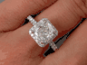 1.96 CTW CUSHION CUT LAB GROWN DIAMOND ENGAGEMENT RING H SI1