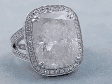 13.38 CTW CUSHION CUT DIAMOND ENGAGEMENT RING H I1-I2