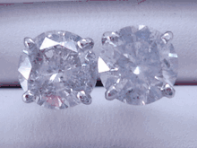 2.06 CTW ROUND BRILLIANT DIAMOND STUD EARRINGS G I2