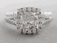 2.08 CTW CUSHION CUT LAB GROWN DIAMOND ENGAGEMENT RING D SI2