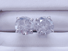 2.09 CTW ROUND BRILLIANT DIAMOND STUD EARRINGS G I1 b