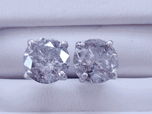 2.09 CTW ROUND BRILLIANT DIAMOND STUD EARRINGS G I2 a