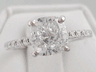 2.34 CTW CUSHION CUT LAB GROWN DIAMOND ENGAGEMENT RING D SI2