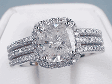 2.44 CTW CUSHION CUT DIAMOND ENGAGEMENT RING 