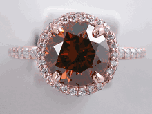 2.47 CTW ROUND CUT DIAMOND ENGAGEMENT RING COGNAC VS2
