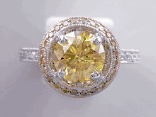 2.60 CTW ROUND CUT DIAMOND ENGAGEMENT RING VIVID YELLOW SI3