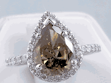 2.74 CTW PEAR SHAPE DIAMOND ENGAGEMENT RING NATURAL COGNAC SI2