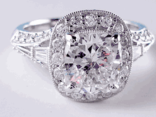 2.77 CTW CUSHION CUT DIAMOND ENGAGEMENT RING