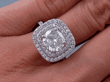 2.82 CTW CUSHION CUT DIAMOND ENGAGEMENT RING G SI2