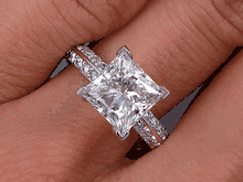 2.84 CTW PRINCESS CUT DIAMOND ENGAGEMENT RING H VS2