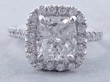 2.86 CTW CUSHION CUT DIAMOND ENGAGEMENT RING H SI3