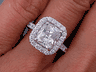 2.86 CTW CUSHION CUT DIAMOND ENGAGEMENT RING H SI3