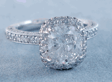 2.91 CTW CUSHION CUT DIAMOND ENGAGEMENT RING