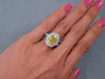 3.01 CTW OVAL CUT DIAMOND ENGAGEMENT RING VIVID YELLOW SI3-I1