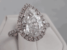 3.05 CTW PEAR SHAPE DIAMOND ENGAGEMENT RING E-COLOR