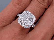 3.19 CTW CUSHION CUT DIAMOND ENGAGEMENT RING H SI1