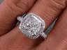 3.21 CTW CUSHION CUT DIAMOND ENGAGEMENT RING