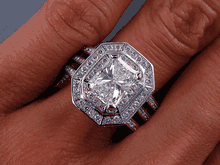 3.22 CTW RADIANT CUT DIAMOND ENGAGEMENT RING G SI1