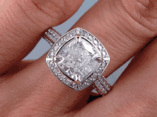 3.30 CTW CUSHION CUT DIAMOND ENGAGEMENT RING