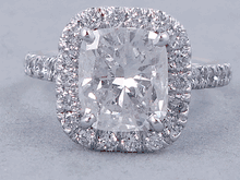 3.33 CTW CUSHION CUT DIAMOND ENGAGEMENT RING H SI1