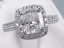 3.43 CTW CUSHION CUT DIAMOND ENGAGEMENT RING 