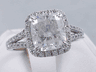 3.53 CTW CUSHION CUT DIAMOND ENGAGEMENT RING H SI3