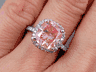 3.57 CTW FANCY VIVID ORANGY PINK CUSHION CUT DIAMOND RING