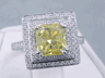 3.67 CTW RADIANT CUT DIAMOND ENGAGEMENT RING VIVID FANCY YELLOW  SI1