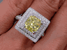3.67 CTW RADIANT CUT DIAMOND ENGAGEMENT RING VIVID FANCY YELLOW  SI1
