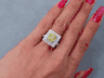 3.67 CTW RADIANT CUT DIAMOND ENGAGEMENT RING VIVID FANCY YELLOW  SI1