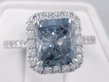 3.68 CTW LAB GROWN VIVID BLUE RADIANT CUT DIAMOND 