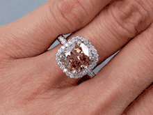3.69 CTW CUSHION CUT DIAMOND ENGAGEMENT RING CHOCOLATE VS2
