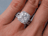 3.69 CTW CUSHION CUT DIAMOND WEDDING RING SET H SI3 (Includes a Matching Contour Wedding Ring) 