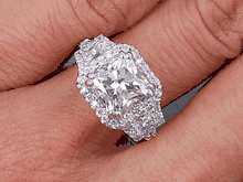 3.76 CTW CUSHION CUT DIAMOND ENGAGEMENT RING I SI1