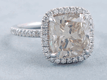 4.22 CTW CUSHION CUT DIAMOND ENGAGEMENT RING CHAMPAGNE SI1