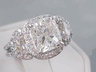 4.30 CTW CUSHION CUT DIAMOND ENGAGEMENT RING WITH HALF MOON CUT SIDE DIAMONDS 