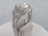 4.30 CTW CUSHION CUT DIAMOND ENGAGEMENT RING WITH HALF MOON CUT SIDE DIAMONDS 