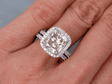 4.37 CTW CUSHION CUT DIAMOND WEDDING RING SET CHAMPAGNE SI1 (Includes a Matching Wedding Ring) 