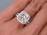 4.37 CTW CUSHION CUT DIAMOND WEDDING RING SET CHAMPAGNE SI1 (Includes a Matching Wedding Ring) 