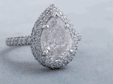 4.38 CTW PEAR SHAPE DIAMOND ENGAGEMENT RING G SI3-I1