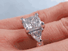 4.43 CTW PRINCESS CUT DIAMOND ENGAGEMENT RING