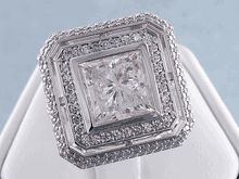 4.44 CTW PRINCESS CUT DIAMOND ENGAGEMENT RING H SI3