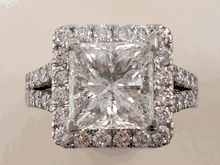 4.56 CTW PRINCESS CUT CLARITY ENHANCED DIAMOND RING G SI2 LOW PRICE 