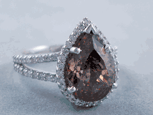 4.66 CTW PEAR SHAPE DIAMOND ENGAGEMENT RING NATURAL CHOCOLATE SI1