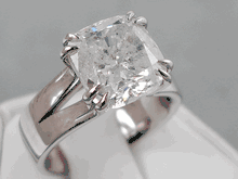 5.06CTW CUSHION CUT SOLITAIRE DIAMOND RING