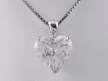 5.25 CT HEART SHAPE DIAMOND PENDANT AND WHITE GOLD CHAIN H SI2