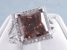 6.15 CTW PRINCESS CUT DIAMOND ENGAGEMENT RING NATURAL CHOCOLATE SI1