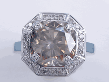 6.42 CTW CUSHION CUT DIAMOND ENGAGEMENT RING NATURAL CHAMPAGNE SI2