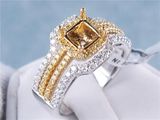 .74 CTW DIAMOND SEMI-SET TWO TONED ENGAGEMENT RING